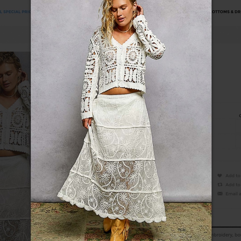 👙 POL “ SIENNA “ POL CROCHET MAXI SKIRT WITH FLORAL EMBROIDERY 57